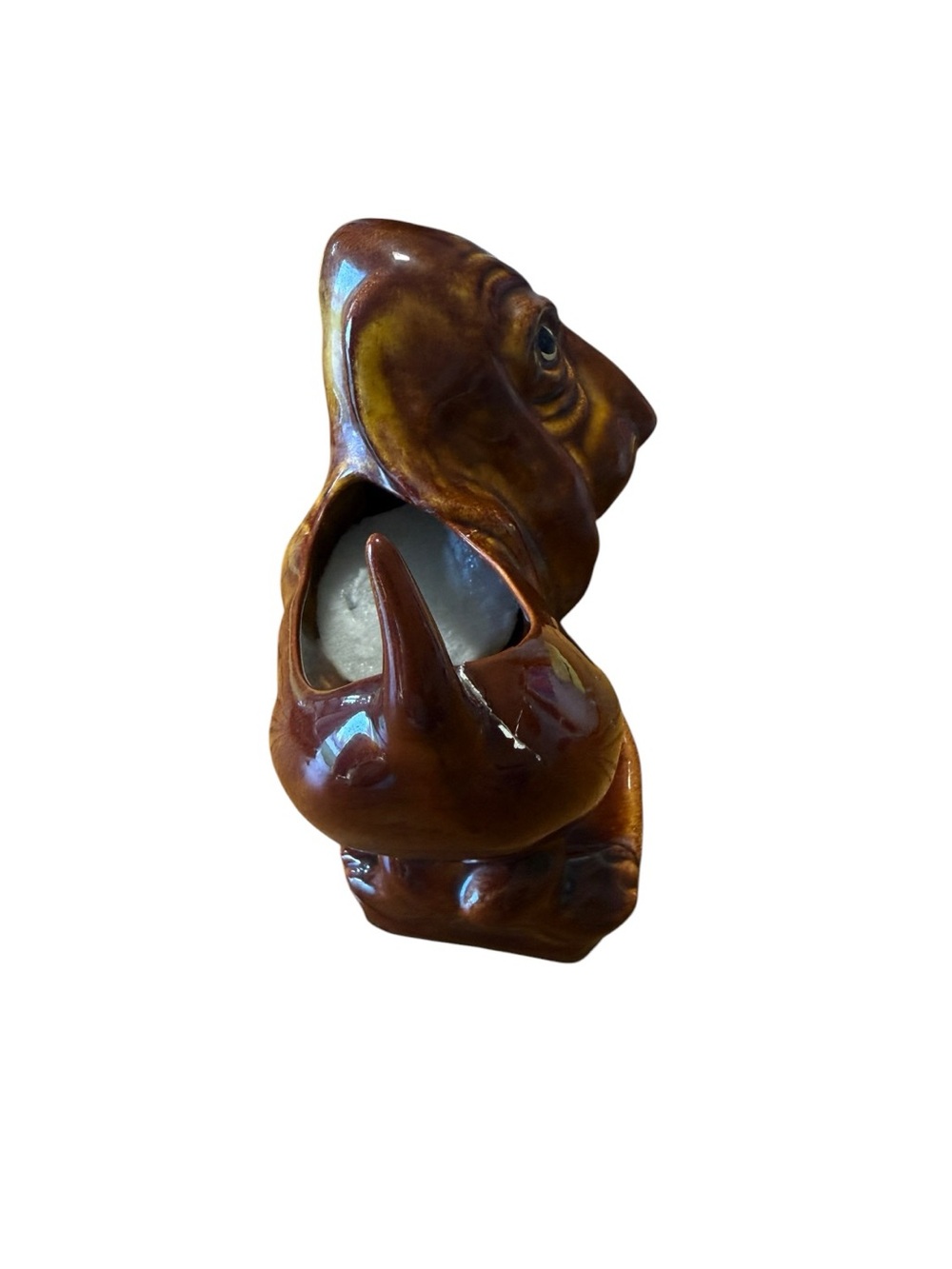 McFarlin Hickok Brown Basset Hound Puppy Dog Planter Ceramic Mid-Century Wear - Picture 6 of 10